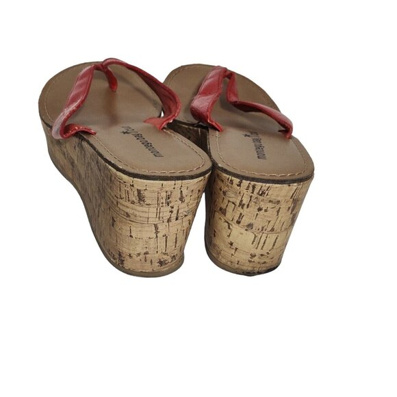 Montego Bay Club Thong Platform Sandal Cork Wedge Heels Women Size 7.5 Red - Picture 5 of 8